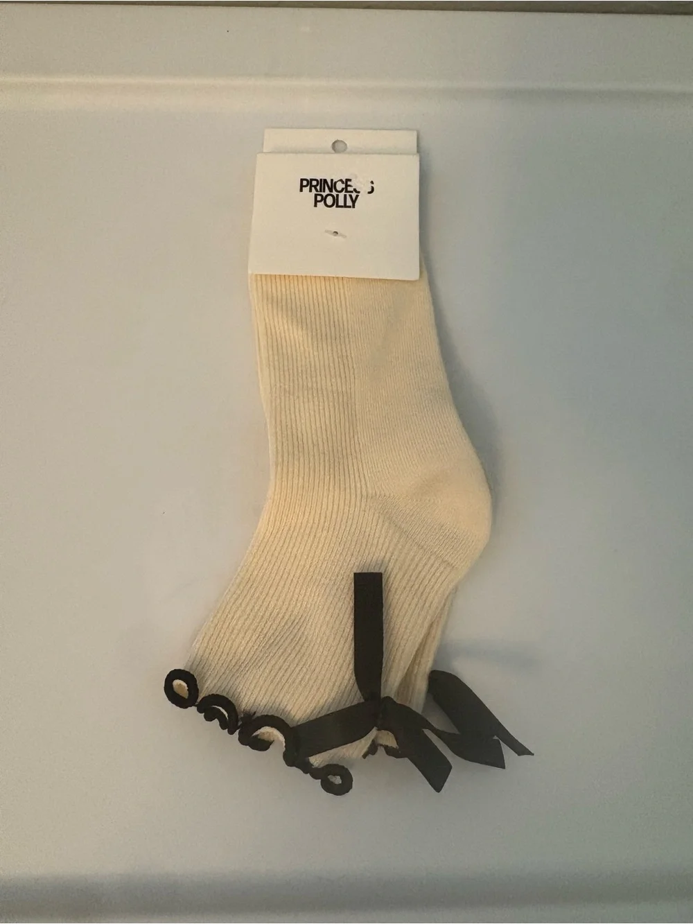 Princess Polly lanter socks in cream and black NEW one size